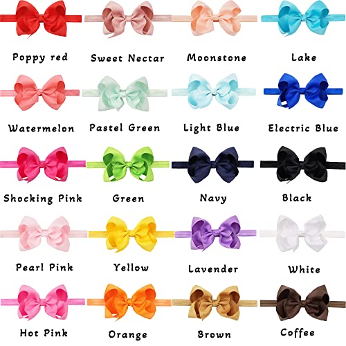 CÉLLOT Baby Girls Headbands Grosgrain Ribbon 4.5" Hair Bows Headband Big Bow Hair Bands for Toddler Pack of 20 - Image 2