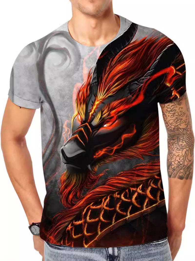 2024 Export Fantasy Animal Series 3D T-Shirt Digital Printing Round Neck Short Sleeves