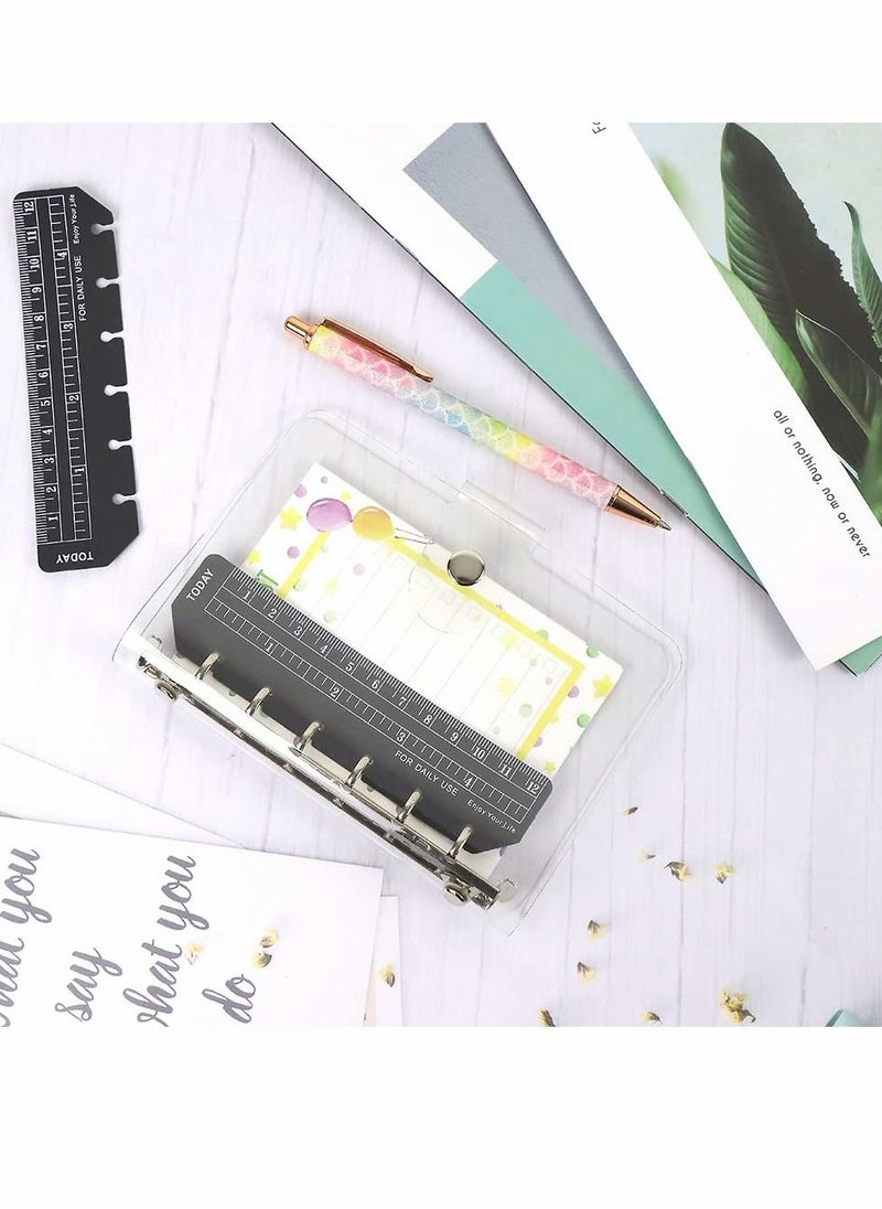 Excefore - Black Ruler Bookmark Plastic Binder Divider A6 Straight Ruler Page Markers Today Planner Page Finders for A6 6 Ring Notebook Binder Refillable Journal 10 Pack - Image 1