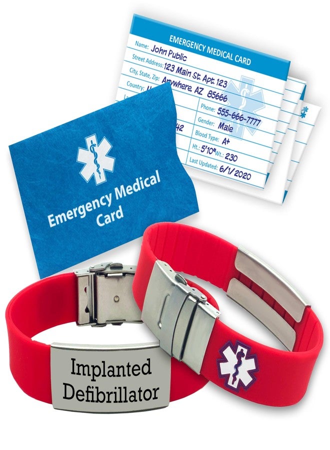 Universal Medical Data سوار تنبيه طبي للنساء والرجال - سيليكون مضاد للحساسية، حجم قابل للتخصيص (5.75" إلى 9.25"), نجمة الحياة الزرقاء، سهل التعرف عليه من قبل المتخصصين الطبيين - Image 1