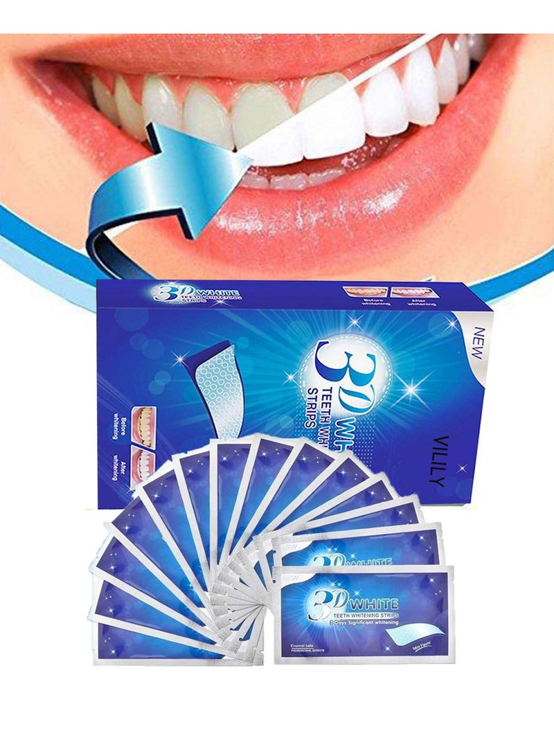 VILILY 28 Pcs 3D White Teeth Whitening Strip Dental Whitening Kit 100% Genuine Branded for Express Fast Result Treatments Professional Whitener Enamel & Stains Removal | Unisex 14 Pairs - Image 2