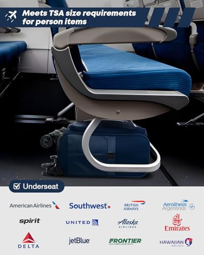 Gonex 16 inch Underseat Carry On Luggage with Spinner Wheels, Water Resistant PVC Wheeled Travel Bag Airline Approved, Softside Small Rolling Personal Item Suitcase for Men Women, Blue - Image 3