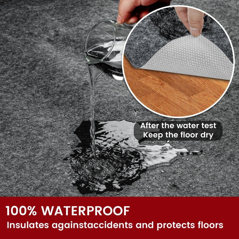 AEHISDHIE Waterproof Rug Pad, 5x7 ft Area Rug Non-Slip Carpet Pad, Non-Slip Rug Pads for All Floors and Finishes, Felt Pad for Hardwood Floors, Keeps Carpets in Place Soft and Safe - Image 3