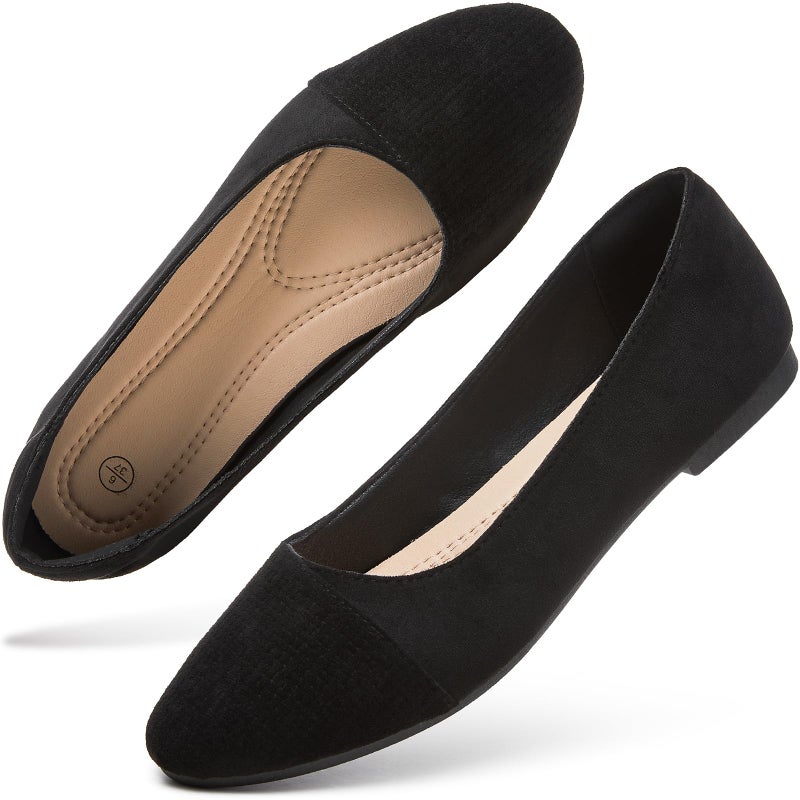 hash bubbie Women's Flats Shoes Black Ballet Flats Dress Shoes for Women Slip on Comfortable Dressy Loafers (Black.US8) - Image 1