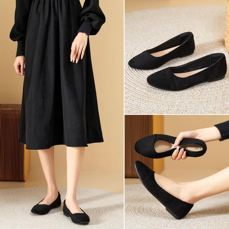 hash bubbie Women's Flats Shoes Black Ballet Flats Dress Shoes for Women Slip on Comfortable Dressy Loafers (Black.US8) - Image 5