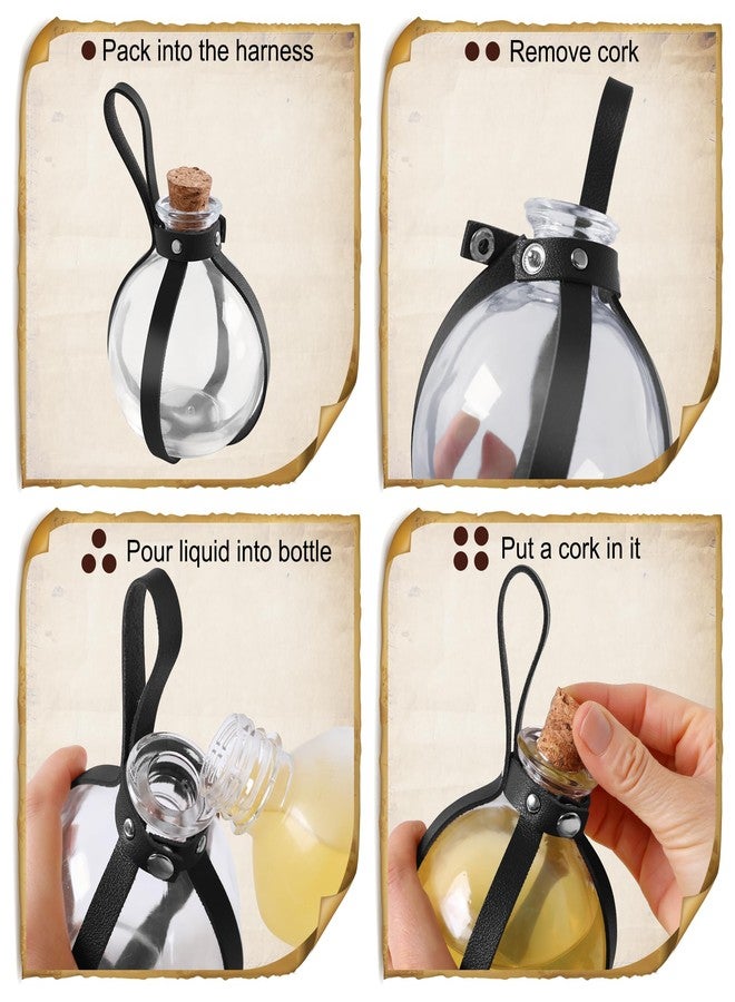 WooHand Renaissance Accessories 6Pcs Medieval Pirate Leather Belt Pouch Cork Potion Bottle Belt Halloween Cosplay Costume, Black, One size - Image 4