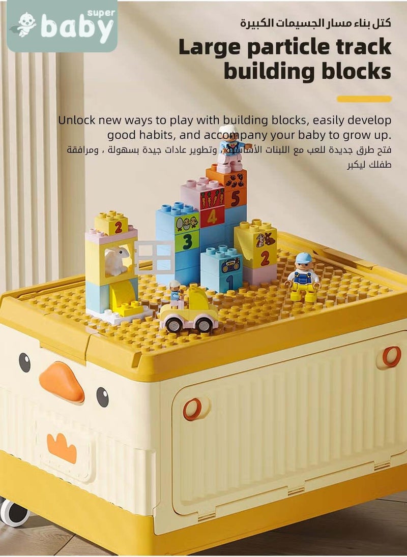 SuperBaby Baby Toy Storage Box With Wheels and Building Block Lid, Children Toys and Cloth Storage Bin, Organizer, Basket, Trunk for Kids Boys and Girls, Toddlers and Baby Nursery Room  - Image 3