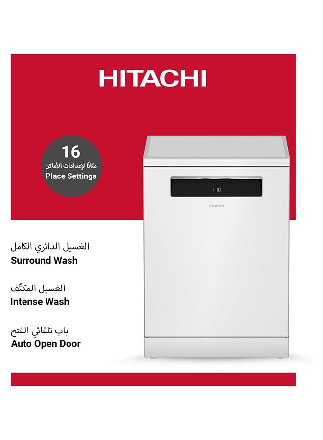 Hitachi Dish Washer 16 Place 8 Program 3 baskets, White, +15FINISH HDF-F168CV(W)FIN White HDF-F168CV(W)FIN White - Image 2
