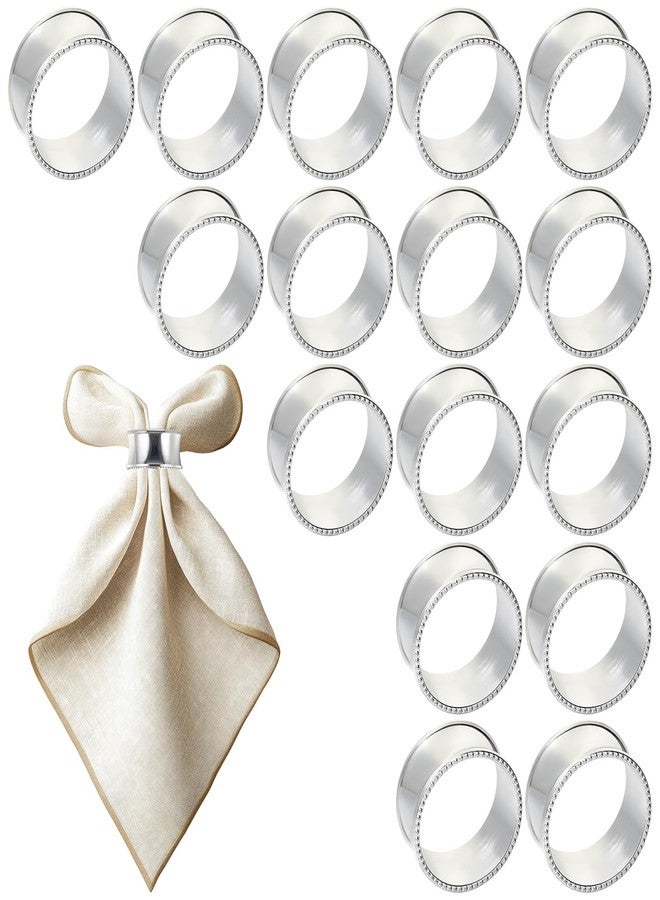 mekueeex 16 Pcs Silver Napkin Rings Set Hollow Out Metal Napkin Holder Exquisite Serviette Buckle Bulk for Wedding Party Gathering Dinner Table Decoration - Image 1