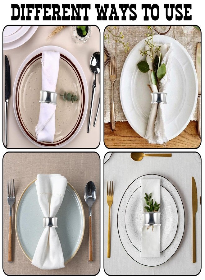 mekueeex 16 Pcs Silver Napkin Rings Set Hollow Out Metal Napkin Holder Exquisite Serviette Buckle Bulk for Wedding Party Gathering Dinner Table Decoration - Image 5