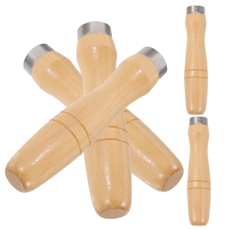4 Pack Wooden File Handles Ergonomic Grip Replacement For 12 Inch Cutting Tools 8 9mm Large Inner Hole - Image 2