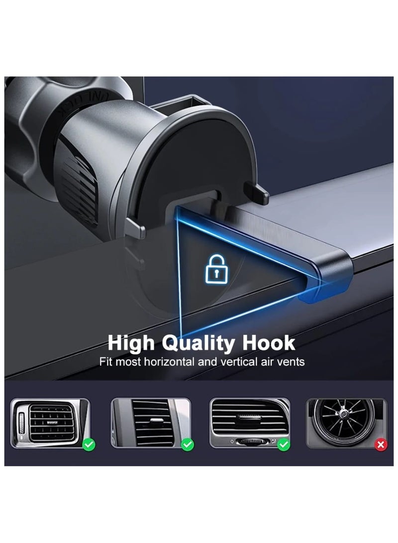 فونينج حامل هاتف خلوي مطور بفتحة تهوية للسيارة بدون استخدام اليدين لجميع الهواتف المحمولة، دوران 360 درجة، تحكم بزر واحد، تصميم صامت، ثابت ومتين. متوافق مع الأجهزة المحمولة مقاس 4.7-7.2 بوصة. منفذ الهواء، وسادة السيليكون، الملمس الجيد، حماية أفضل للهاتف المحمول. - Image 4