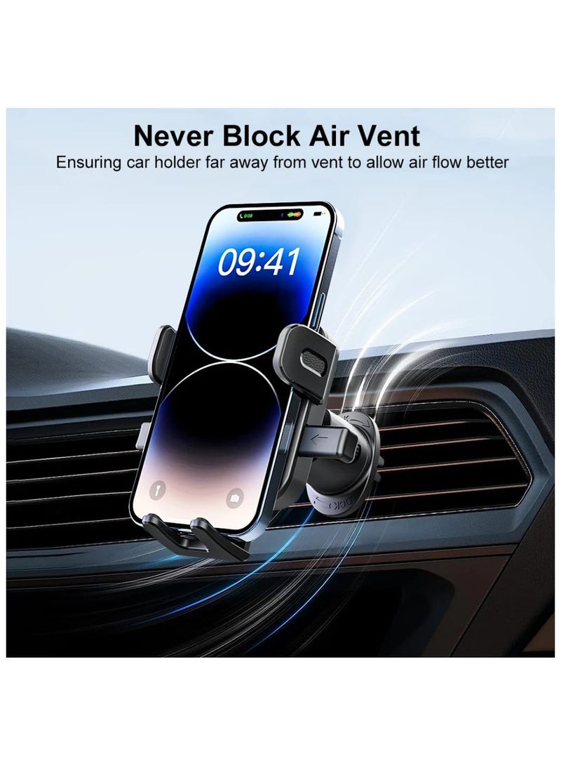 فونينج حامل هاتف خلوي مطور بفتحة تهوية للسيارة بدون استخدام اليدين لجميع الهواتف المحمولة، دوران 360 درجة، تحكم بزر واحد، تصميم صامت، ثابت ومتين. متوافق مع الأجهزة المحمولة مقاس 4.7-7.2 بوصة. منفذ الهواء، وسادة السيليكون، الملمس الجيد، حماية أفضل للهاتف المحمول. - Image 5