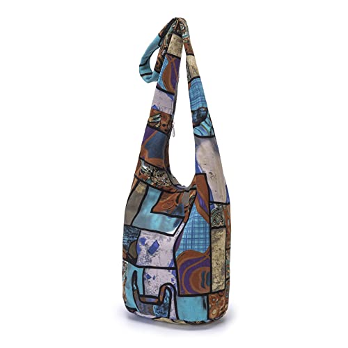 Coton Pose Women Shoulder Handbags Fashion canvas Hippie Crossbody Bags Bohemian Animal Prints Hobo Bags (Sky blue) - Image 2