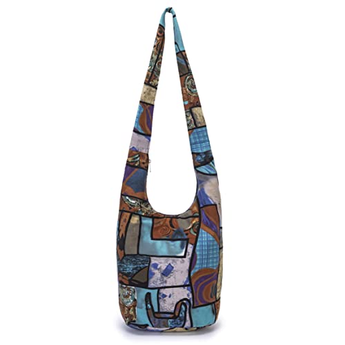 Coton Pose Women Shoulder Handbags Fashion canvas Hippie Crossbody Bags Bohemian Animal Prints Hobo Bags (Sky blue) - Image 1