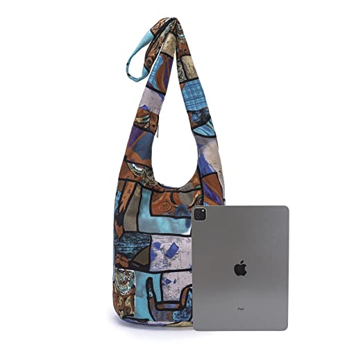 Coton Pose Women Shoulder Handbags Fashion canvas Hippie Crossbody Bags Bohemian Animal Prints Hobo Bags (Sky blue) - Image 4