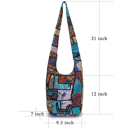 Coton Pose Women Shoulder Handbags Fashion canvas Hippie Crossbody Bags Bohemian Animal Prints Hobo Bags (Sky blue) - Image 3