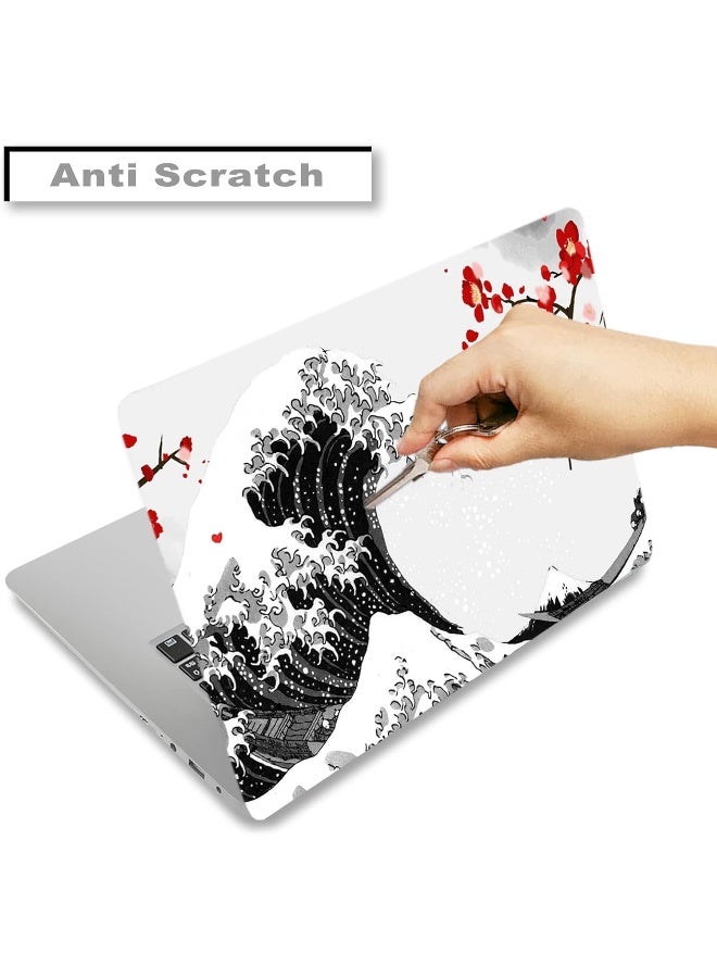 Home Trove Laptop Skin Sticker Decal, 12" 13" 13.3" 14" 15" 15.4" 15.6 inch Laptop Vinyl Skin Sticker Cover Art Protector Notebook PC (2 Wrist Pad Skins Included), Waterproof Removable, Black Wave of Kanagawa  - Image 3