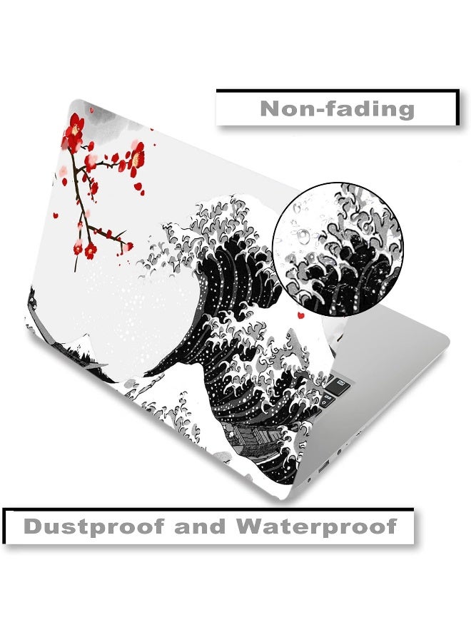 Home Trove Laptop Skin Sticker Decal, 12" 13" 13.3" 14" 15" 15.4" 15.6 inch Laptop Vinyl Skin Sticker Cover Art Protector Notebook PC (2 Wrist Pad Skins Included), Waterproof Removable, Black Wave of Kanagawa  - Image 5