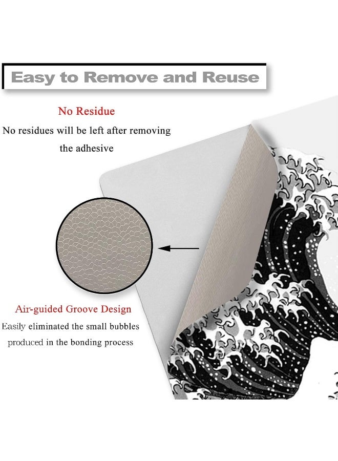 Home Trove Laptop Skin Sticker Decal, 12" 13" 13.3" 14" 15" 15.4" 15.6 inch Laptop Vinyl Skin Sticker Cover Art Protector Notebook PC (2 Wrist Pad Skins Included), Waterproof Removable, Black Wave of Kanagawa  - Image 4