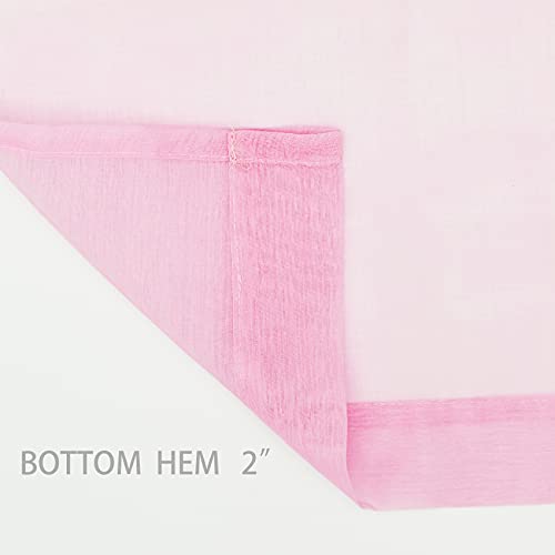 UPOPO Pink Sheer Curtains Girls Room 72 inches Long Living Room Curtain Sheers Basement 2 Panels Kitchen Dining Voile Transparent Nursery Bedroom Drapes Linen Textured Rod Pocket Window Treatment Set - Image 5