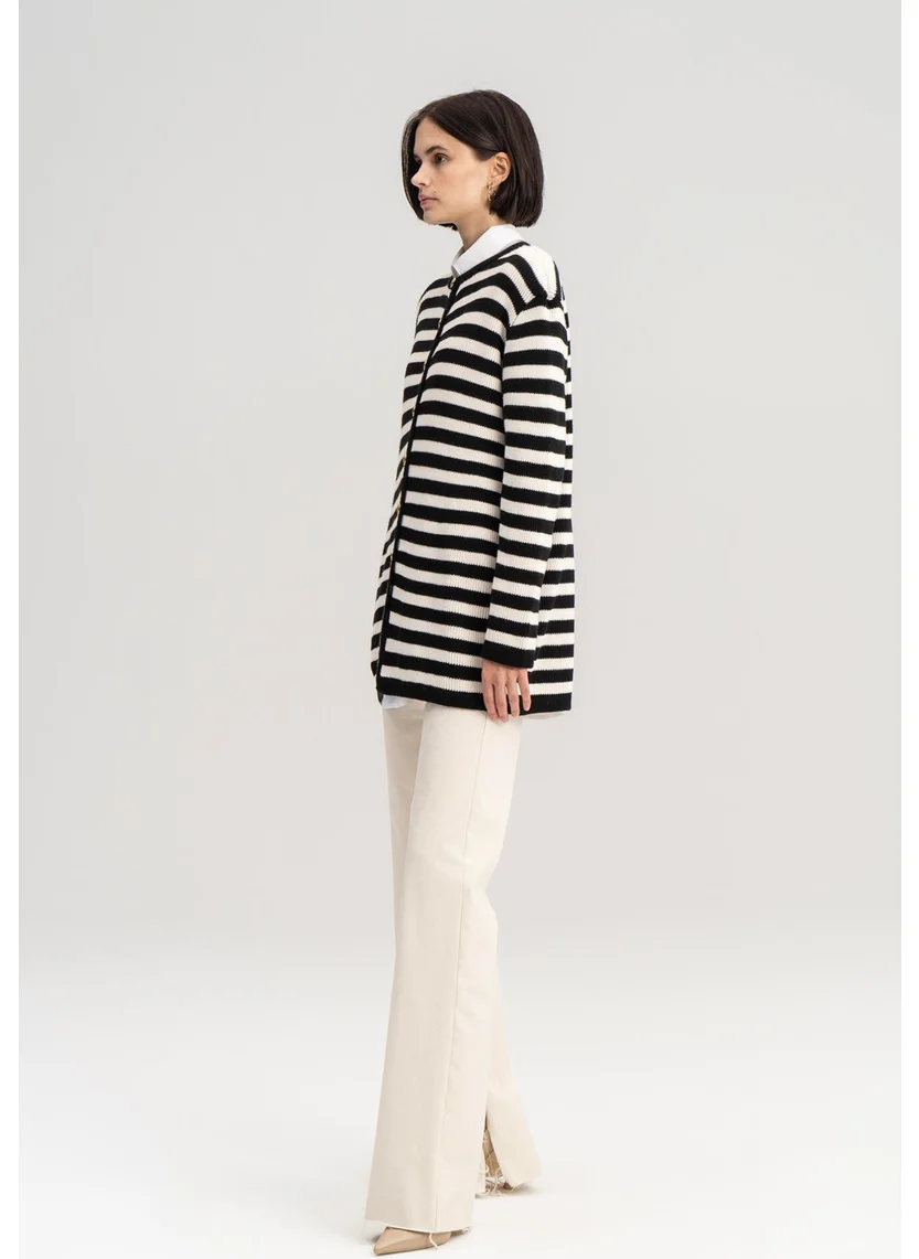 Touche Gold Buttoned Striped Cardigan
