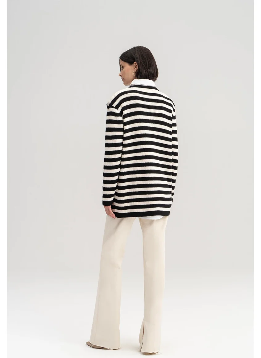 Touche Gold Buttoned Striped Cardigan