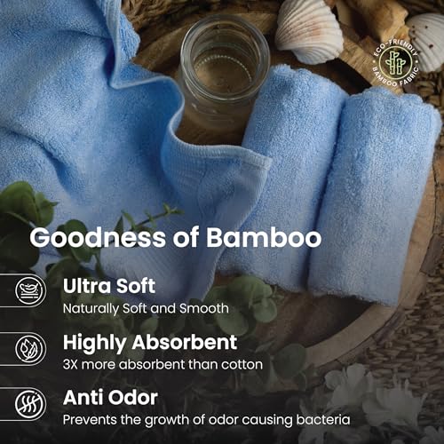 Mush 100% Bamboo Face Towel | Ultra Soft, Absorbent, & Quick Dry Towels for Facewash, Gym, Travel | Suitable for Sensitive/Acne Prone Skin | 13 x 13 Inches | 500 GSM Pack of 3 (Sky Blue) - Image 2