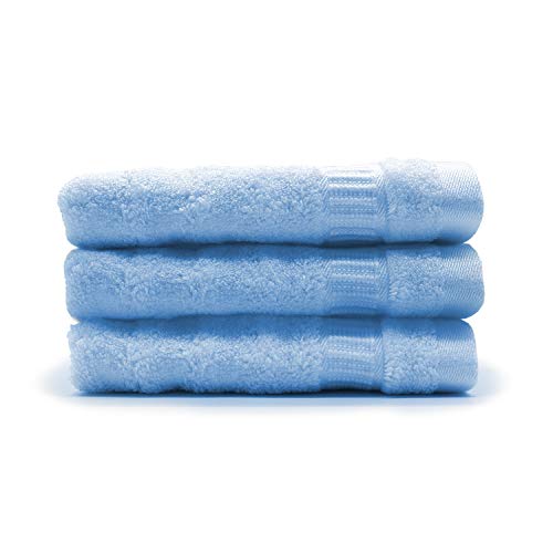 Mush 100% Bamboo Face Towel | Ultra Soft, Absorbent, & Quick Dry Towels for Facewash, Gym, Travel | Suitable for Sensitive/Acne Prone Skin | 13 x 13 Inches | 500 GSM Pack of 3 (Sky Blue) - Image 1