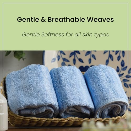 Mush 100% Bamboo Face Towel | Ultra Soft, Absorbent, & Quick Dry Towels for Facewash, Gym, Travel | Suitable for Sensitive/Acne Prone Skin | 13 x 13 Inches | 500 GSM Pack of 3 (Sky Blue) - Image 4
