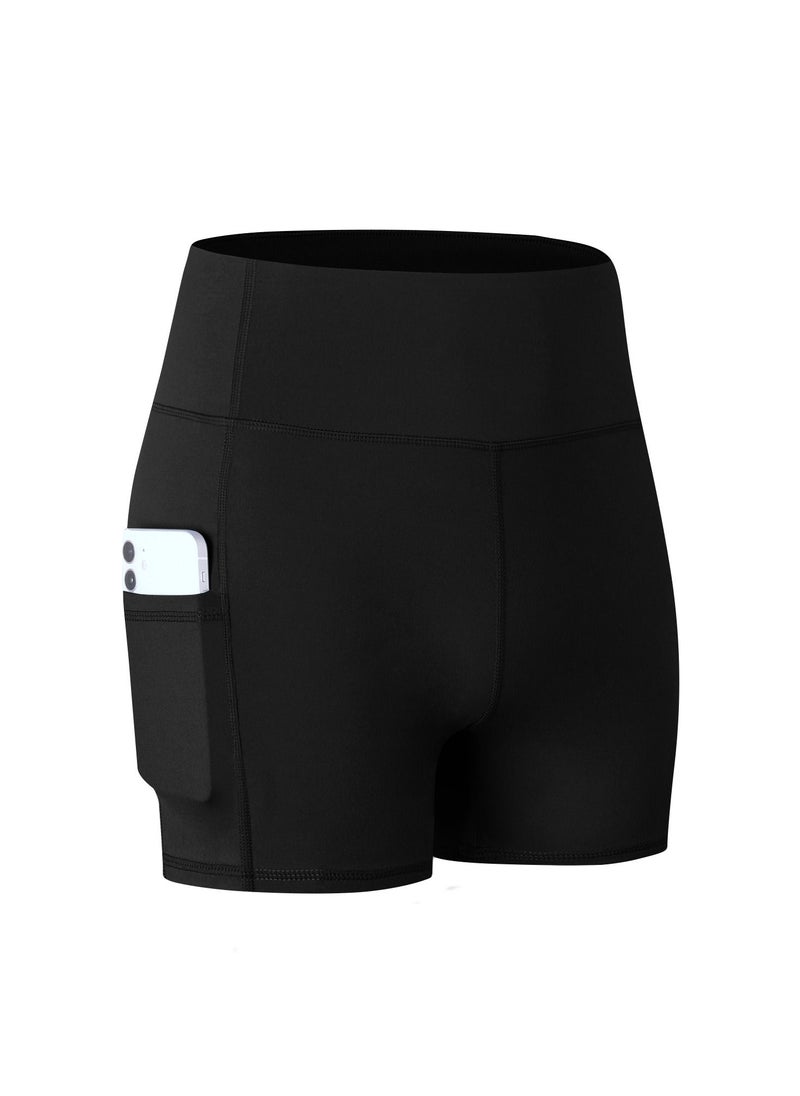 Loquat Women Quick Dry Breathable Elastic Shorts Black  - Image 1