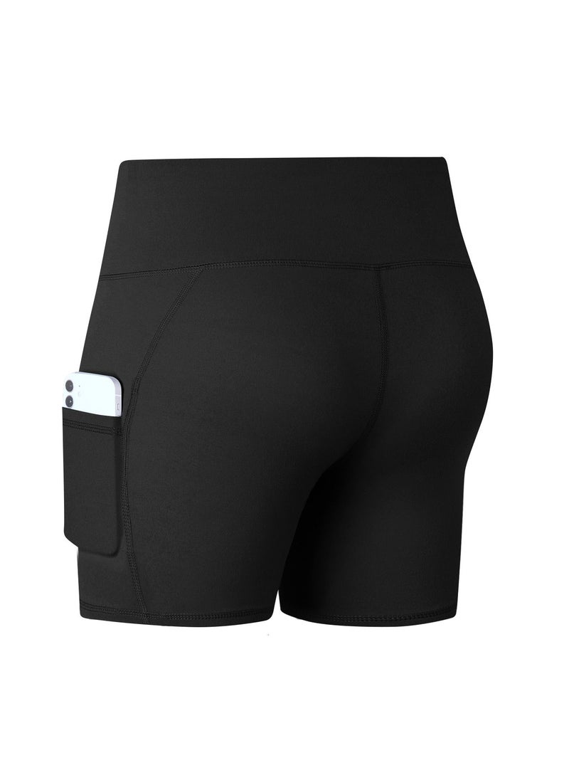Loquat Women Quick Dry Breathable Elastic Shorts Black  - Image 2