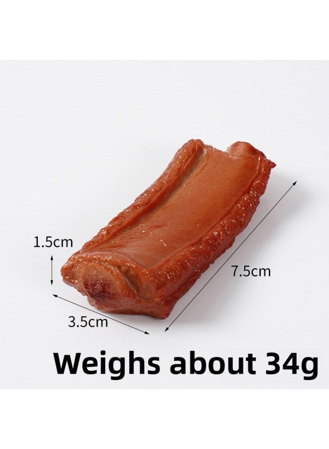 PVC Simulation Ribs Model Creative Simulation Food Play Key Chain Bag Pendant Simulation Food Row Pendant-Color:Long-braised Spareribs (model)-Specifications:7.5cm*3.5cm  - Image 1