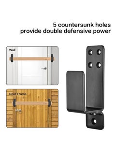 Generic 2 Pack Door Barricade Brackets, Heavy Duty Door Bar Holder Brackets, Drop Open Bar Holder for Home Security, 2x4 Bar Brackets Prevent Unauthorized Entry, Carbon Steel, Black  - Image 3