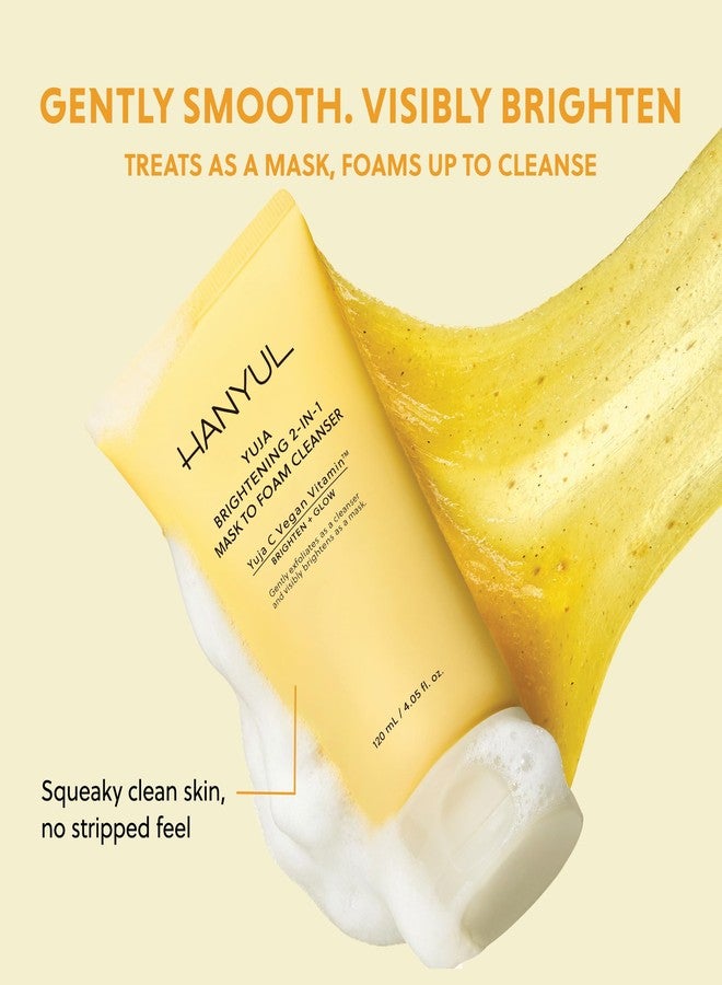 Hanyul Yuja Brightening 2-in-1 Mask To Foam Cleanser | Korean Daily Foaming Face Wash & Mask with Vitamin C, Ceramides & LHA/AHA/PHA for Smoothing & Radiance | For All Skin Types | Vegan - Image 2