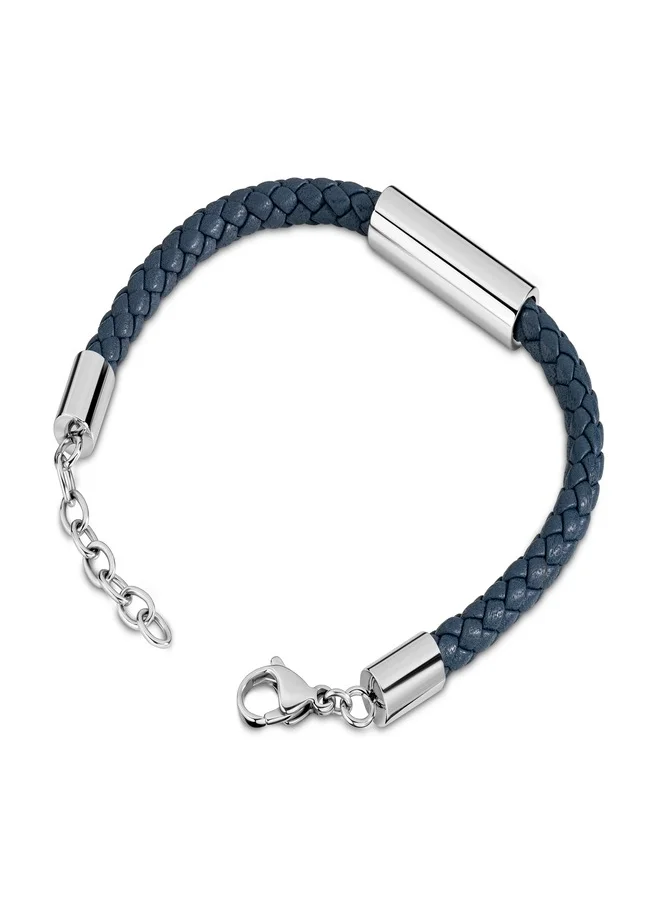 Timberland Timberland Baxter Lake Navy Leather Bracelet For Men With Lobster Claw-TDAGB0001806