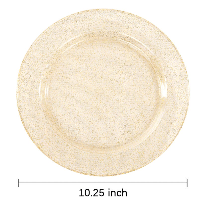 bUCLA 100PCS Gold Glitter Plastic Plates - 10.25inch Premium Plastic Glitter Disposable Dinner Plates - Ideal for Party & Thanksgiving - Image 2