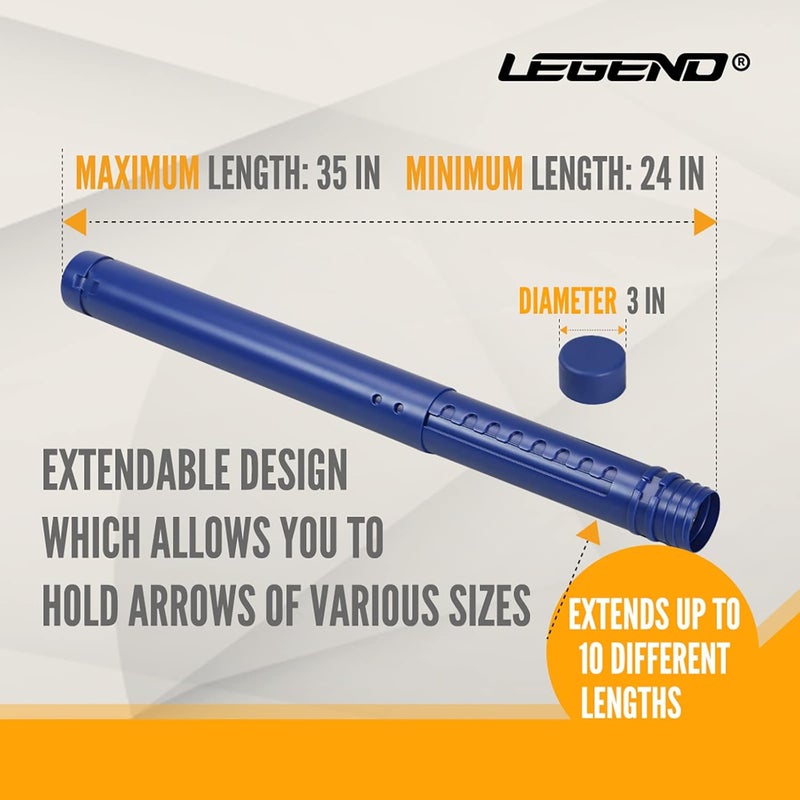 Legend Arrow Tube Case - Adjustable Holder for Hunting, Target Shooting - Extendable Design - Protective EVA Foam Separators Included - Archery Storage for 12 Carbon Arrows - Image 4