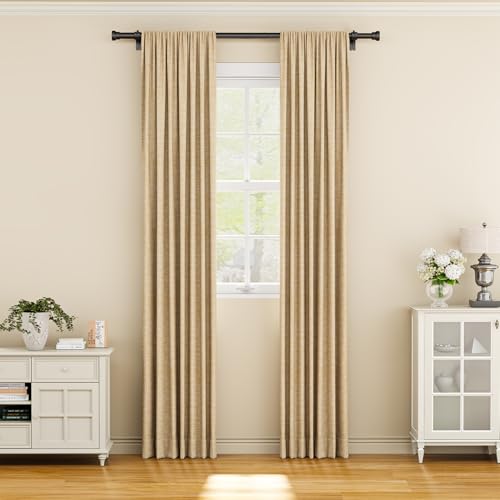 YaFex Curtain Rods 3258 Inch Heavy Duty 1 Inch Adjustable Curtain Rod for Windows Black Short Window Treatment Rods Modern Design Easy Installation - Image 3