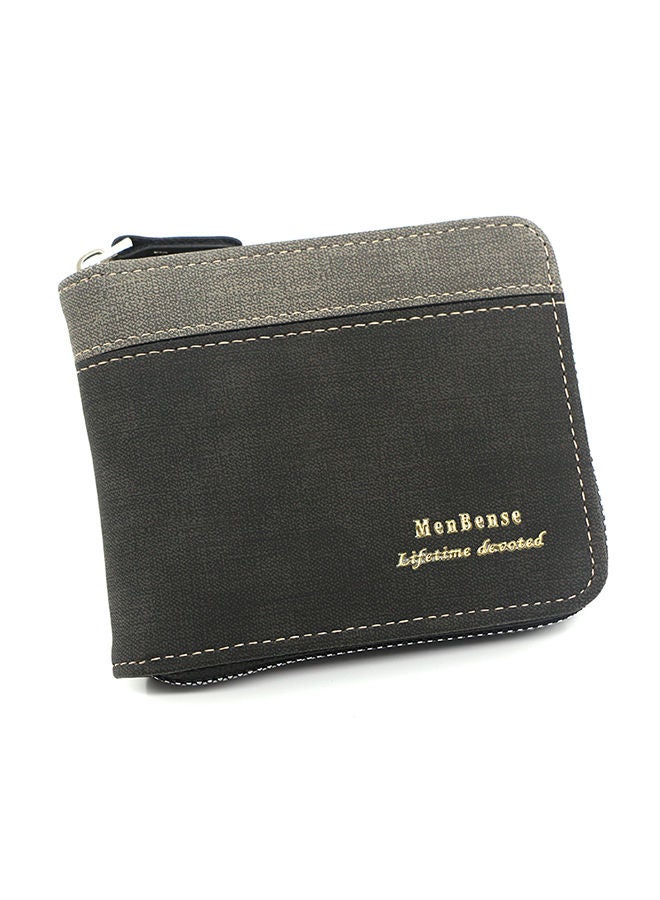 MenBense Contrast Leather Men's Bifold Short Wallet Card Holder Certificate Coin Money Zipper Bag with Commute Business - Image 1