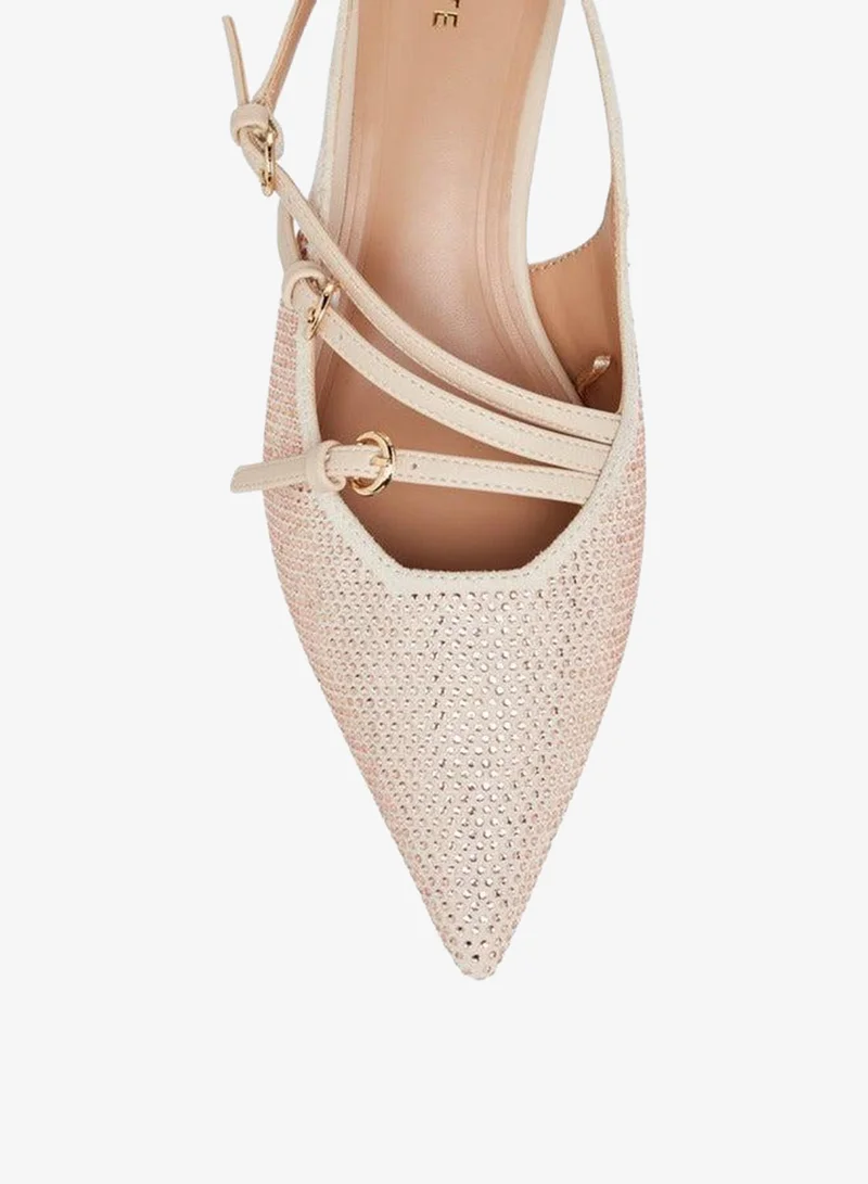 Celeste BEIGE Women Embellished Pointed Toe Shoes for Women | Best Price UAE