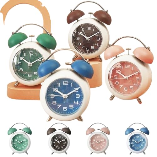 Dec Kitchenpro Alloy Steel Glass Twin Bell Vintage Table Alarm Clock with LED Night Display Stylish Digital Clock for Home Decor 12x10x6 cm Small Pack of 1