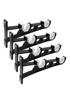 Joyelink 4 Pieces Double Curtain Rod Hooks Brackets, Curtain Rod Holders for Wall, Curtain Accessories( Black), for 1 Inch Rods, Double Curtain Rod Brackets  - Image 1