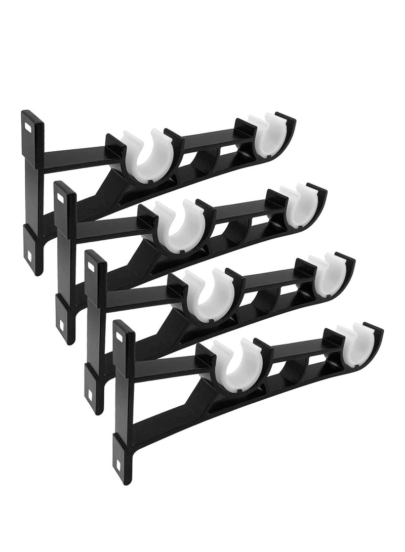 Joyelink 4 Pieces Double Curtain Rod Hooks Brackets, Curtain Rod Holders for Wall, Curtain Accessories( Black), for 1 Inch Rods, Double Curtain Rod Brackets - Image 1