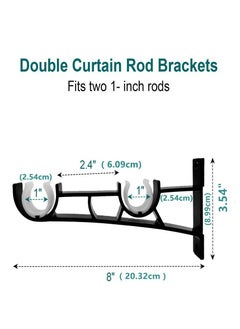 Joyelink 4 Pieces Double Curtain Rod Hooks Brackets, Curtain Rod Holders for Wall, Curtain Accessories( Black), for 1 Inch Rods, Double Curtain Rod Brackets  - Image 2