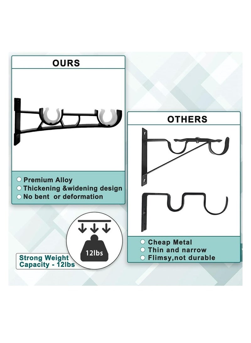 Joyelink 4 Pieces Double Curtain Rod Hooks Brackets, Curtain Rod Holders for Wall, Curtain Accessories( Black), for 1 Inch Rods, Double Curtain Rod Brackets - Image 4