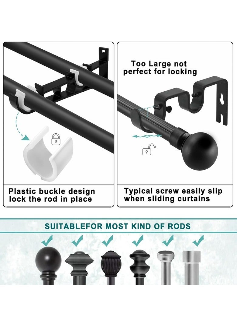 Joyelink 4 Pieces Double Curtain Rod Hooks Brackets, Curtain Rod Holders for Wall, Curtain Accessories( Black), for 1 Inch Rods, Double Curtain Rod Brackets - Image 5