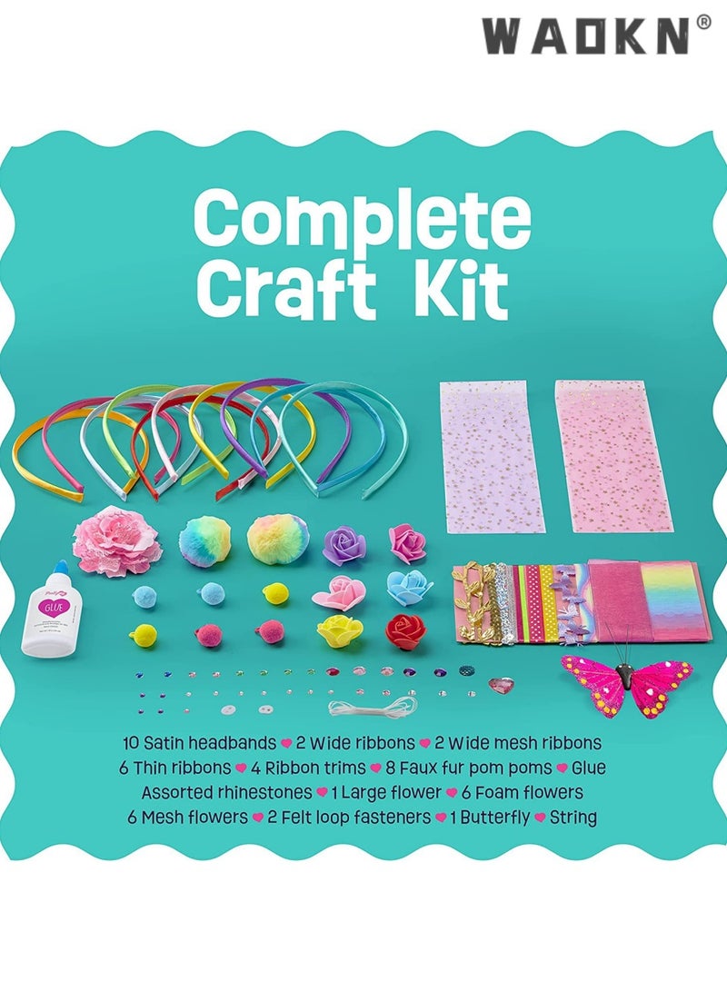 WAOKN Headband Making Kit, DIY Headband Making Kit for Girls,Arts and Crafts for Kids Ages 5+,Girls Hair Accessories for Kids, Fashion Crafts Set for Girls，Fashion Girls Hair Accessories Making Set | That Allows Girls to Make Their Own Unique DIY Flower Hair Accessories - Image 2