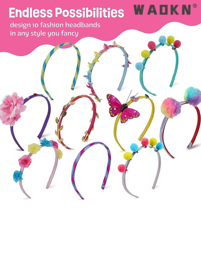 WAOKN Headband Making Kit, DIY Headband Making Kit for Girls,Arts and Crafts for Kids Ages 5+,Girls Hair Accessories for Kids, Fashion Crafts Set for Girls，Fashion Girls Hair Accessories Making Set | That Allows Girls to Make Their Own Unique DIY Flower Hair Accessories - Image 3