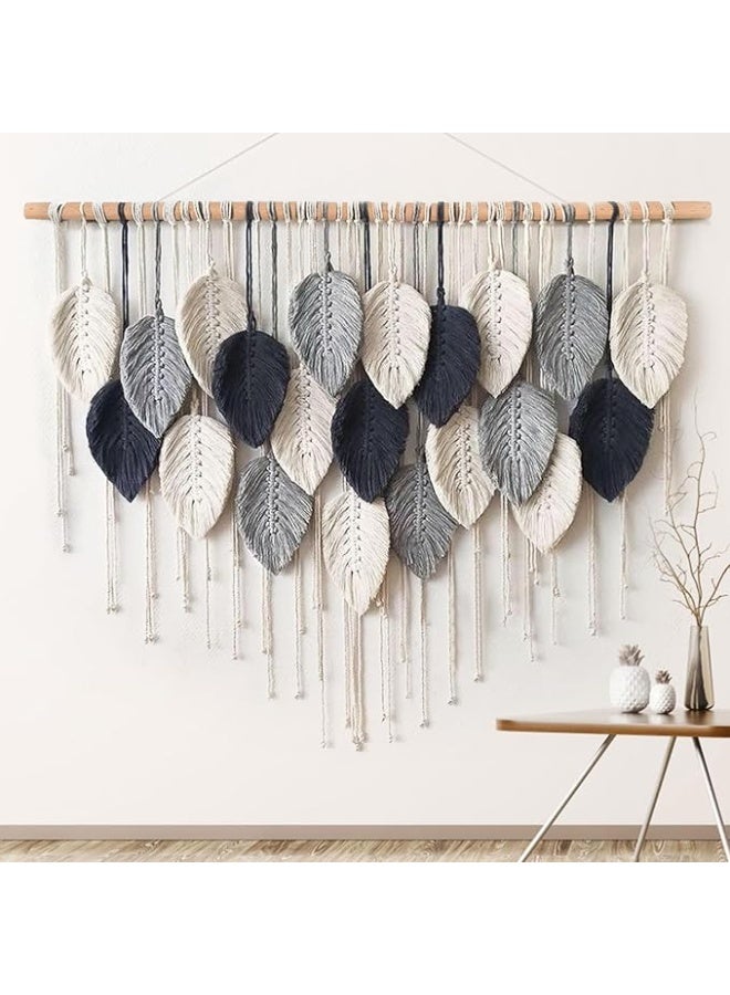 انتيكيانو ريشة مكرمية للتعليق على الحائط بتصميم اوراق شجر بوهو مصنوع يدويا - Image 1